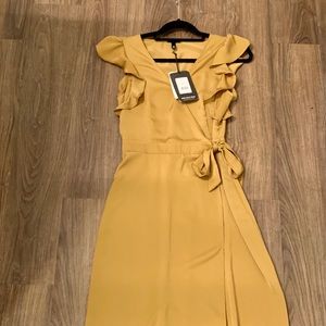 Who What Wear Brown/Gold Wrap Maxi Sz XS NWT